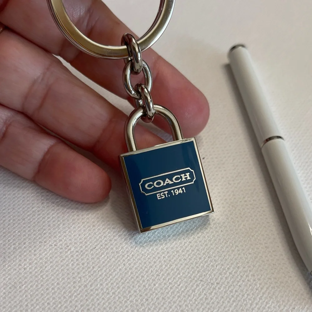 Coach Silver and Blue Keychain with White Coach Pen - Picture 2 of 6